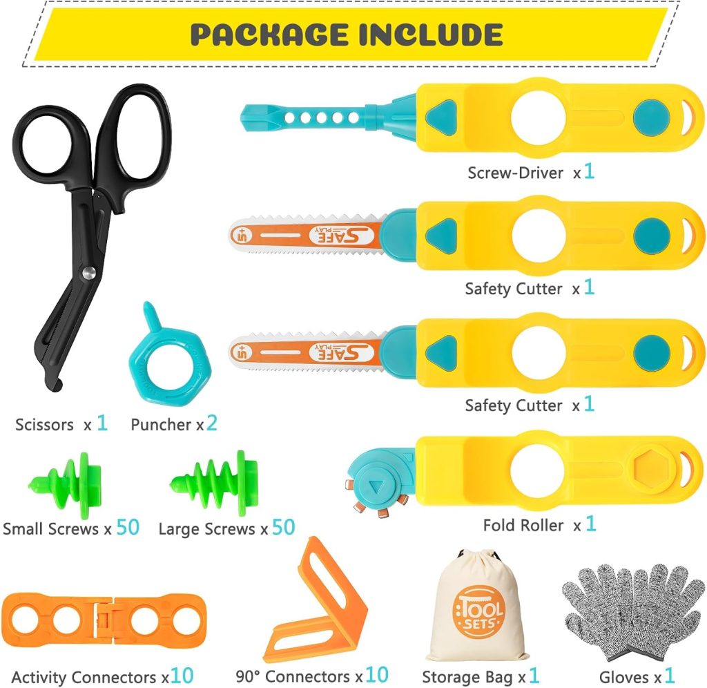 Cardboard Tools for Kids, Safe Cutter STEM Construction Kit for Ages 5 6 7