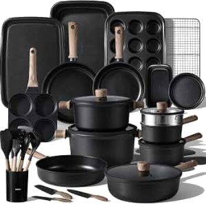 CAROTE 44pcs Pots and Pans, Nonstick Cookware Set with Bakeware