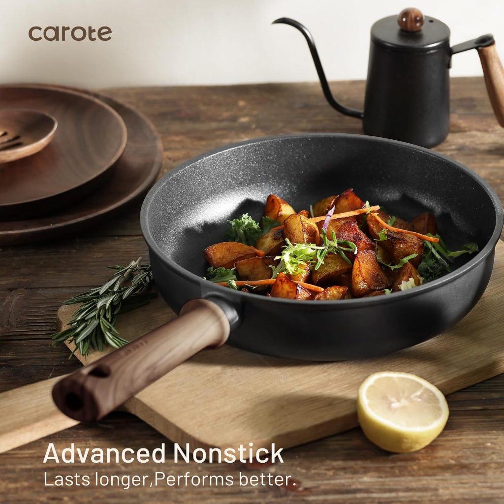 CAROTE Pots and Pans Set Nonstick Cookware Sets 21 Pieces Black