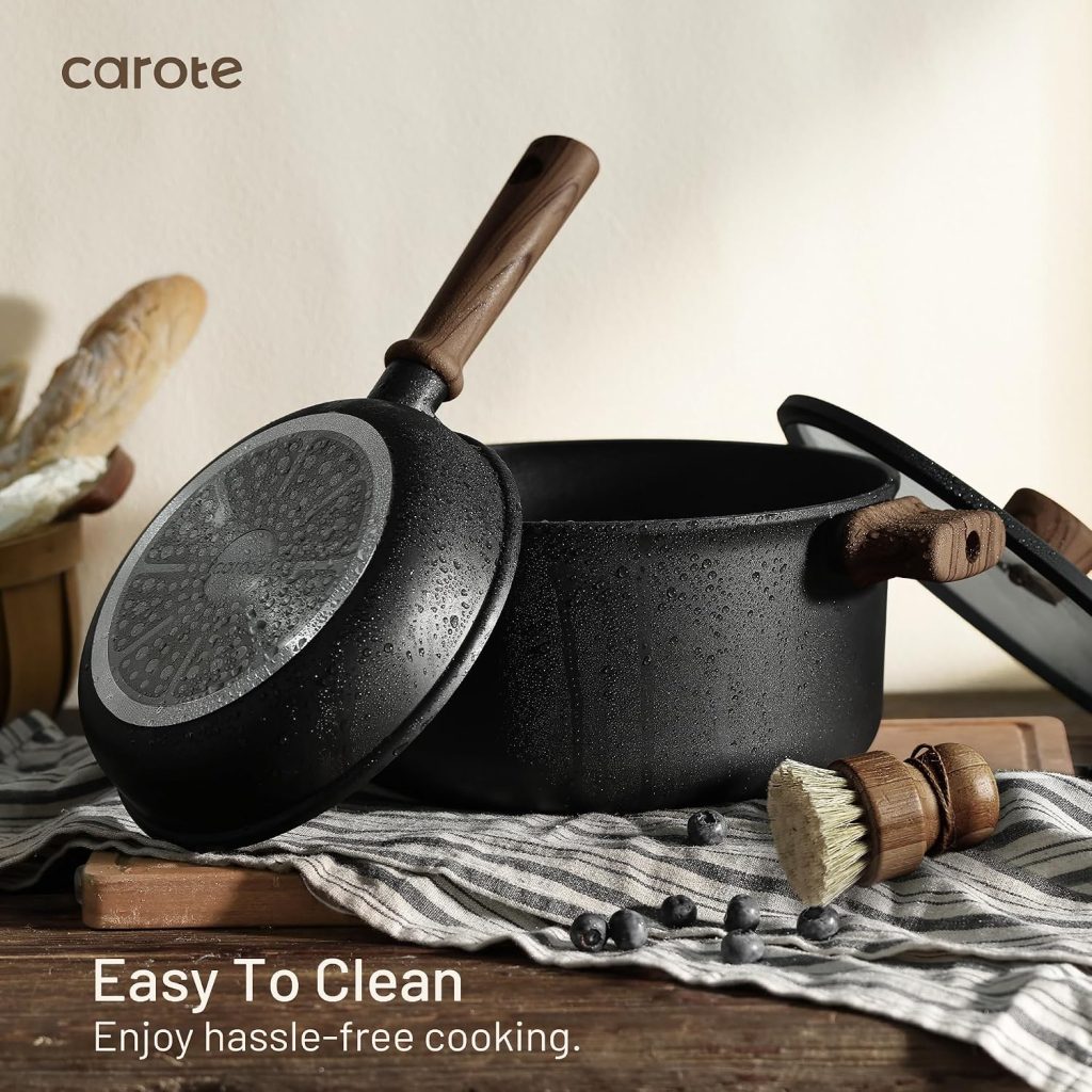CAROTE Pots and Pans Set Nonstick Cookware Sets 21 Pieces Black