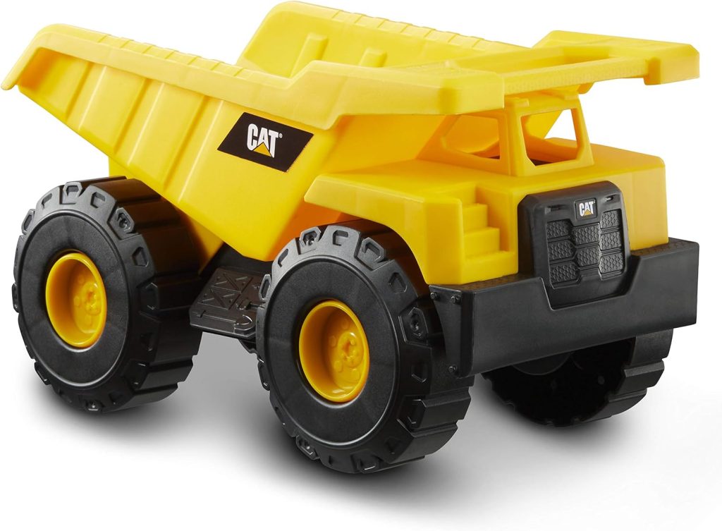CAT Construction Toys, 15″ Dump Truck Toy, Ages 2+, Sturdy Plastic, No Batteries Required, CAT Construction Tough Rigs Series