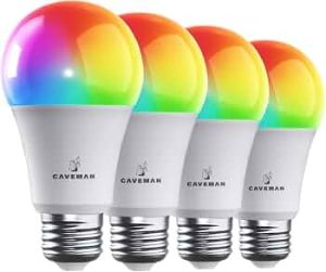 Caveman Matter & WiFi A19 Smart LED Light Bulb, 60W 800lm 4PK