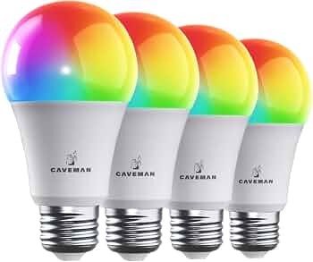 Caveman Matter & WiFi A19 Smart LED Light Bulb, 60W 800lm 4PK