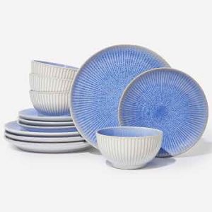 Ceramic Dinnerware Sets for 4, 12pcs Plates and Bowls Sets Dish Set