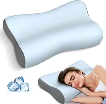 Cervical Neck Pillow, Contour Memory Foam Pillows for Neck Pain Relief, Ergonomic Pillow for Sleeping, Orthopedic Bed Pillow Neck Support Pillow for Side Back Stomach Sleepers(Blue&Grey)