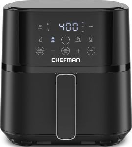 Chefman Air Fryer – 4 QT Compact Airfryer for Quick & Easy Meals in Minutes, Features Hi-Fry Technology for Extra Crisp, Touchscreen Controls with 4 Presets, Nonstick & Dishwasher Safe Basket – Black