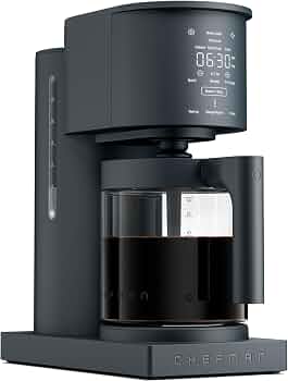 Chefman Caffeinator Programmable Drip Coffee Maker, 14-Cup Glass Carafe with 1-4 Cup Brewing, Classic & Bold Settings, 24-Hour Timer, Customizable Warming Plate, Reusable GoldTone Filter – Midnight