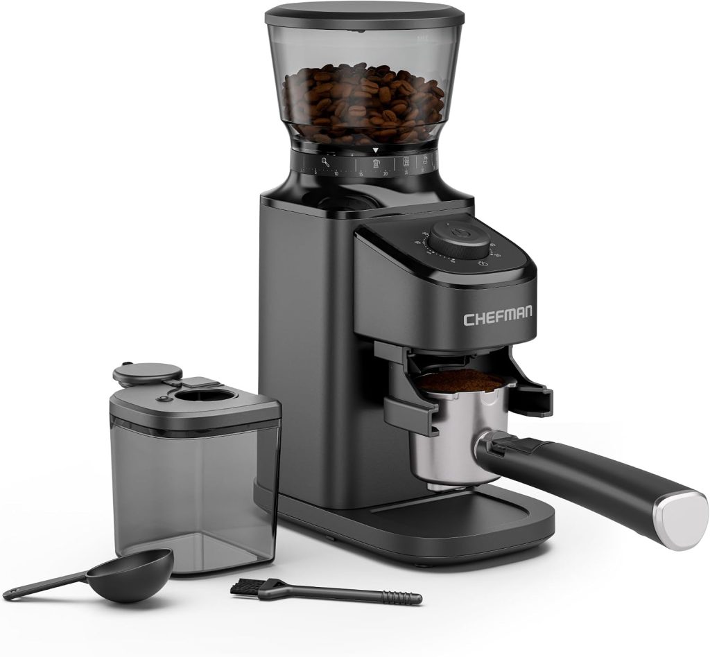 Chefman Conical Burr Coffee Grinder, 40 Grind Settings, Anti-Static, Black