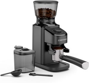 Chefman Conical Burr Coffee Grinder, 40 Grind Settings, Anti-Static, Black