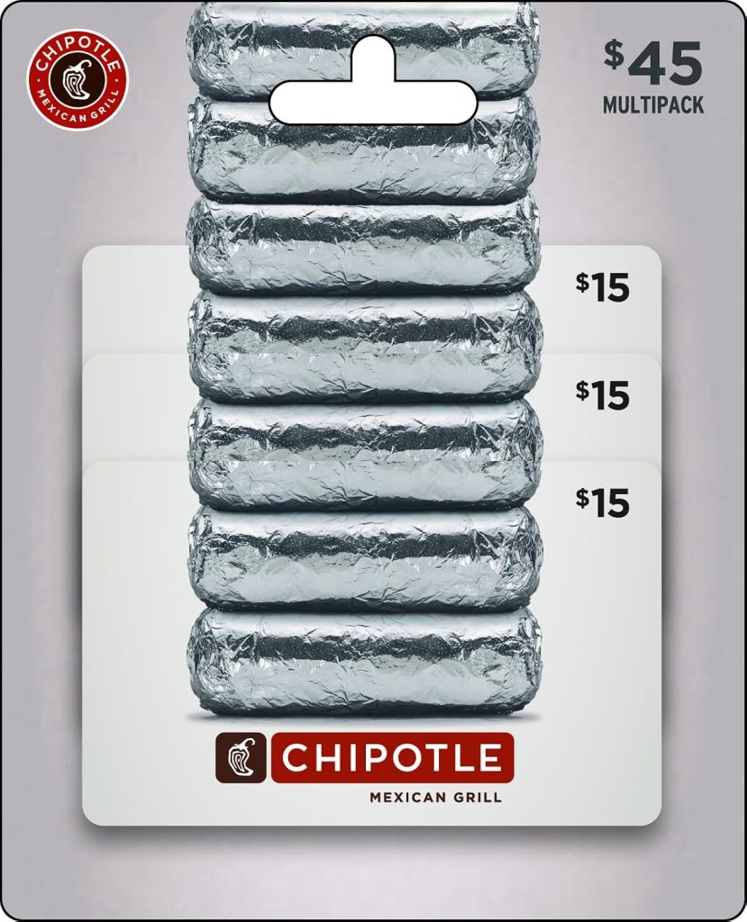 Chipotle Gift Cards – 3 × $15 Physical Cards