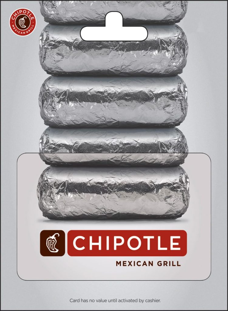 Chipotle Physical Gift Card – $50