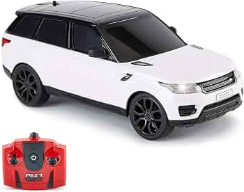 CMJ RC Cars: Range Rover – White – 1:24 Scale, Remote Control Radio SUV Vehicle, 2.4 Ghz, LED Headlights, Indoor-Outdoor Racing Toy, Licensed Model
