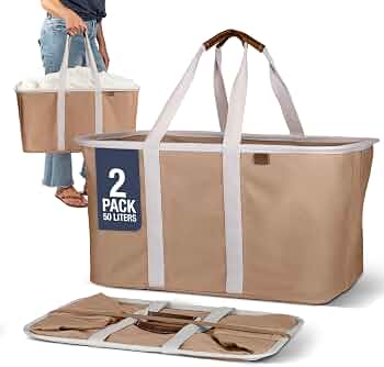 Collapsible Fabric Laundry Basket Tote Premium, Mocha, 2 Pack