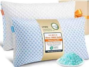 Cooling Memory Foam Pillows Queen Size Set of 2, Blue