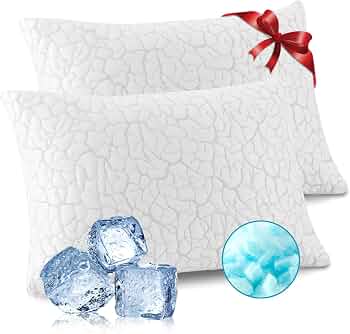 Cooling Pillows Queen Size Set of 2, Firm Shredded Memory Foam