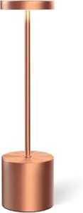 Cordless Table Lamps Rechargeable, Portable LED Desk Lamp, 5000mAh Battery Powered Wireless Table Light – 3 Color Dimmable Lighting for Restaurant Dining Patio Outdoor Bedroom(Rose Gold)