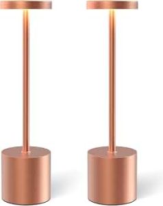 Cordless Table Lamps Rechargeable Set of 2, Portable LED Desk Lamp, 5000mAh Battery Powered Wireless Table Light – 3 Color Dimmable Lighting for Restaurant Dining Patio Outdoor Bedroom(Rose Gold)
