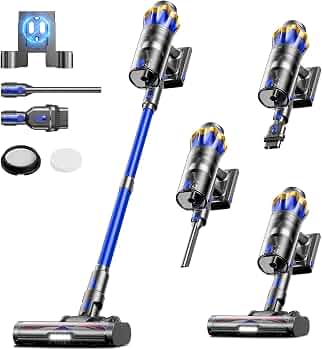 Cordless Vacuum Cleaner, Upgraded 650W 60KPA 70Mins Cordless Stick Vacuum Cleaner with Self-Standing and Touch Screen, Anti-tangle Wireless Vacuum, Vacuum Cleaners for Home/Pet Hair/Carpets/Floors