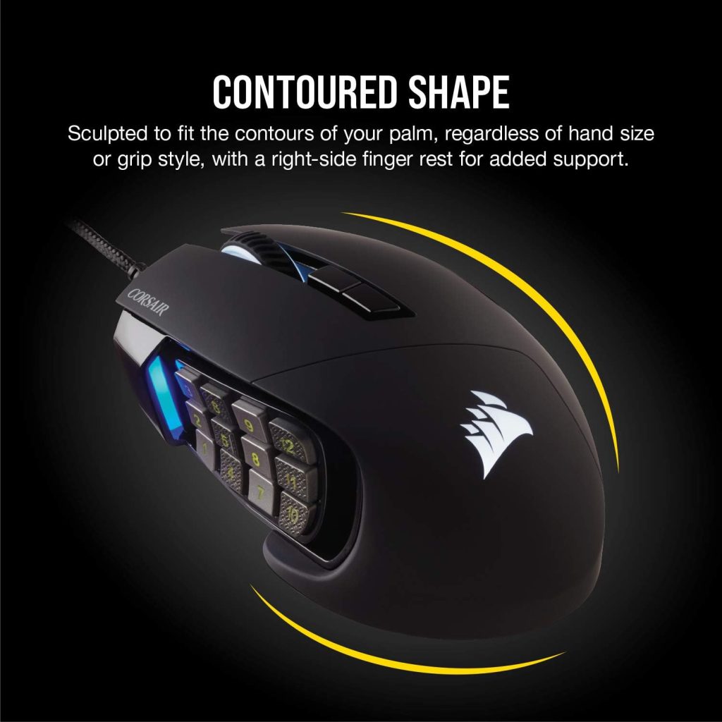 Corsair Scimitar RGB Elite Wired MMO MOBA PC Gaming Mouse – Black