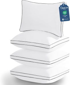 CozyLux Pillows Queen Size Set of 4, Gusseted Bed Pillow, 18 x 28 Inch