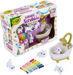 Crayola Scribble Scrubbies Glam Pack, Washable Pet Care Toy, Holiday Gift