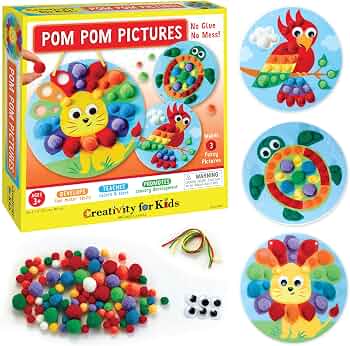 Creativity for Kids Pom Pom Pictures: Animals | Summer Fun | Back to School Crafts for Preschool Learning Activities| Sensory Toys for Toddlers |Toddler Arts and Crafts (Ages 3+)