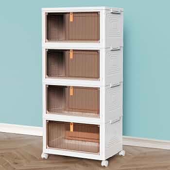 CTSNSLH 4 Tier Plastic Storage Bins with Lid 23QT – Stackable Storage Bins
