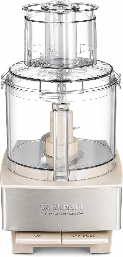 Cuisinart Food Processor 14-Cup Vegetable Chopper for Mincing, Dicing, Shredding, Puree & Kneading Dough, Cream Stainless Steel, DFP-14CRM