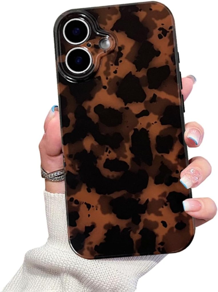 Cute Phone Case for iPhone 16 Case Amber Leopard Print