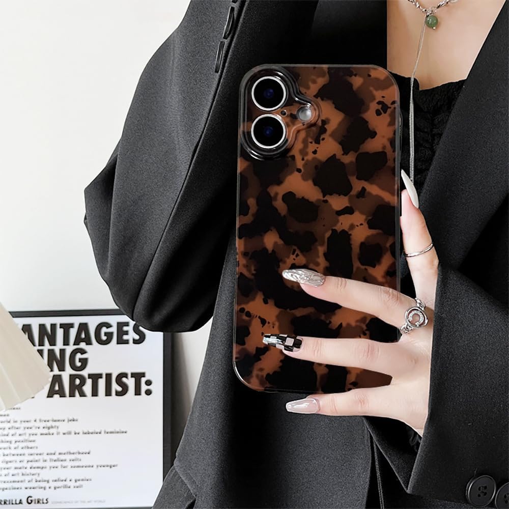 Cute Phone Case for iPhone 16 Case Amber Leopard Print
