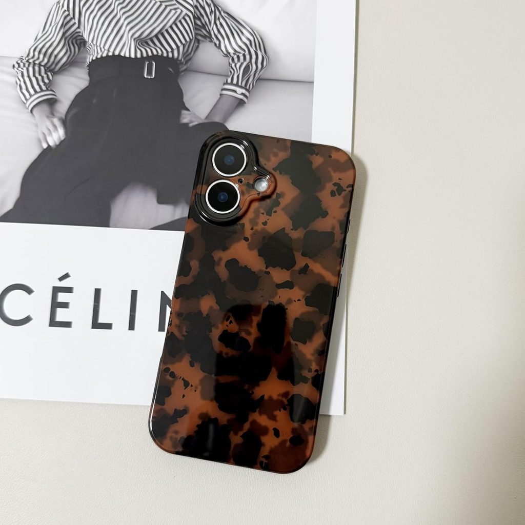 Cute Phone Case for iPhone 16 Case Amber Leopard Print