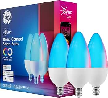 Cync GE Color Changing Smart Candelabra LED Bulbs, WiFi, 3 Pack