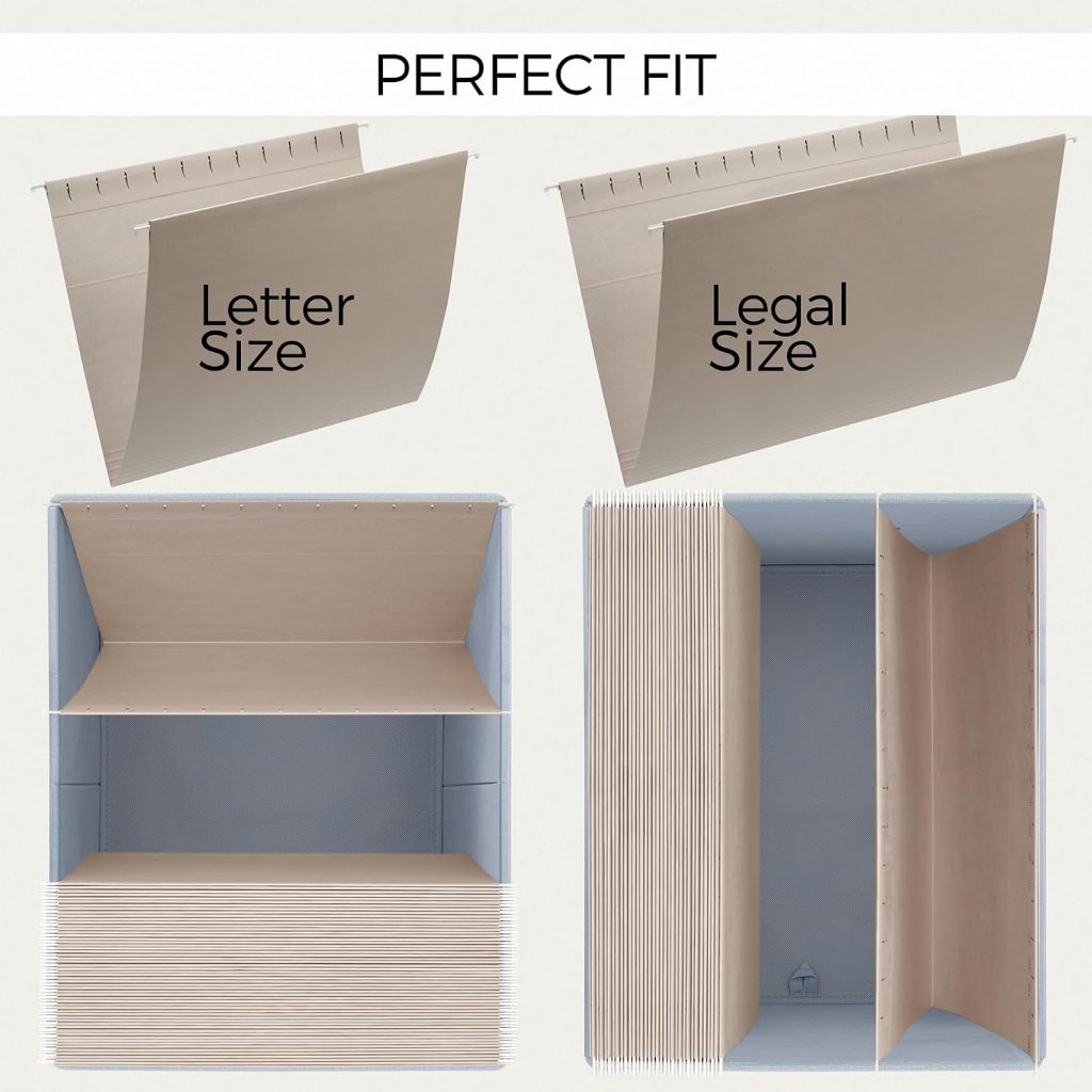 Decorative File Organizer Box Set of 2 – Collapsible Linen Filing Cabinets
