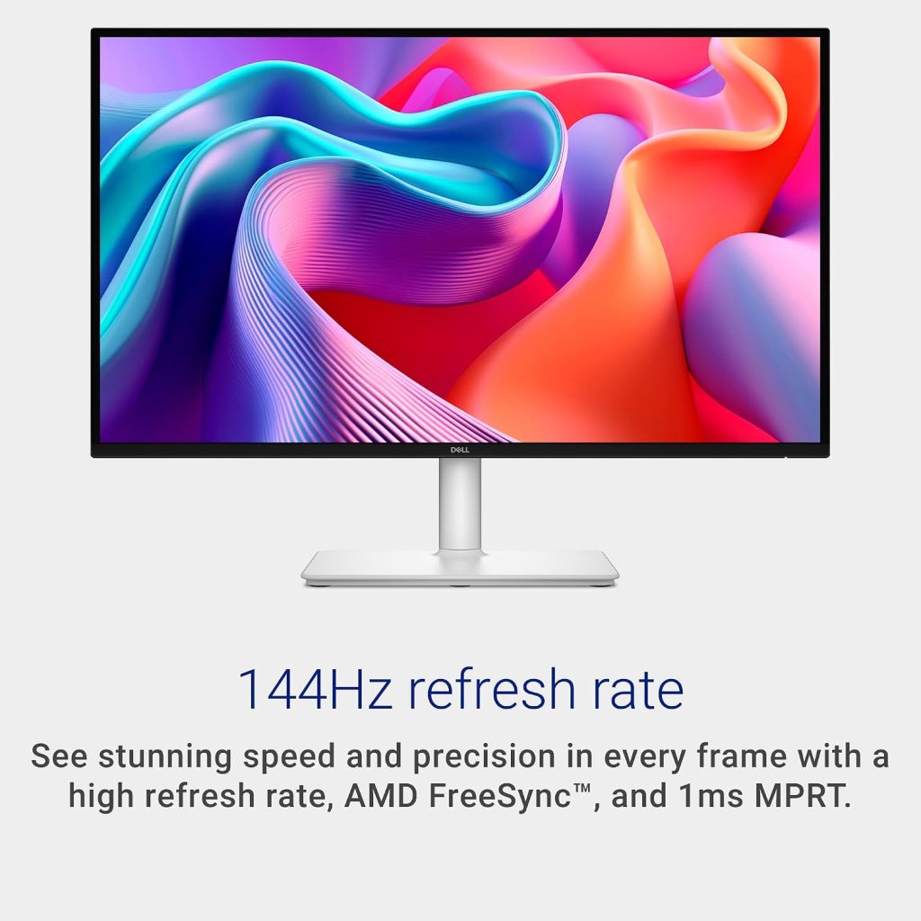Dell 27 Plus QHD Monitor – S2725DSM – 27-inch QHD (2560×1440) 144Hz 1ms Display, 2 x 3W Speakers, HDMI/DisplayPort 1.4 Connectivity, Height/Tilt/Pivot/Swivel Adjustability, AMD FreeSync – Ash White