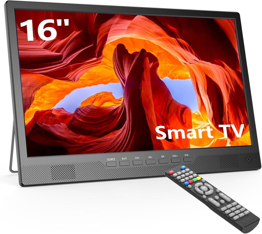 Desobry 16 Inch Small Smart TV, LCD Small Kitchen TV with WiFi