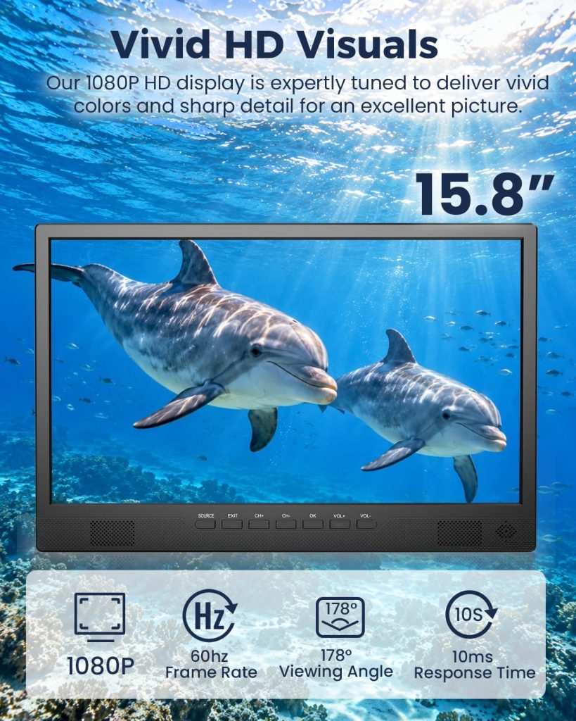 Desobry 16 Inch Small Smart TV, LCD Small Kitchen TV with WiFi