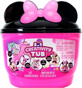Disney Junior Minnie Mouse 5 in 1 Creativity Tub, 50-Piece Paint and Color Preschool Arts and Crafts Activity Set
