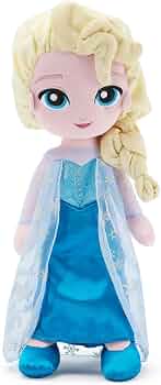 Disney Store Official Elsa Plush Doll – Princess Plush with Shimmering Snowflake Cape, Iridescent Metallic Bodice, Satin Skirt & Embroidered Features – Frozen Toys – 14 Inches
