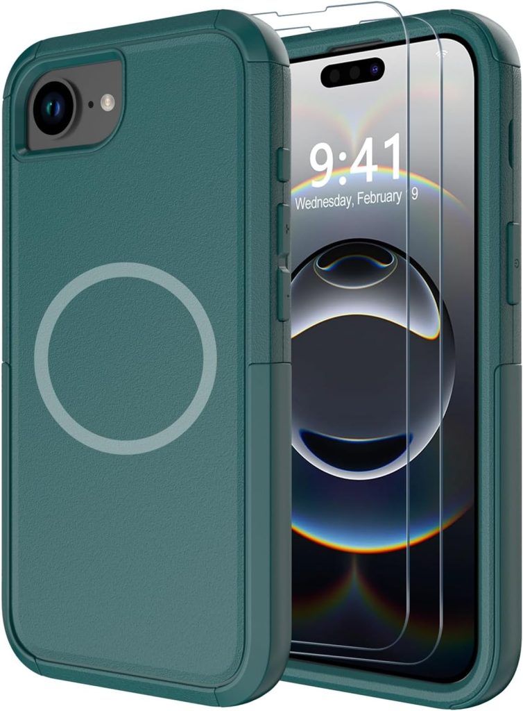 Diverbox for iPhone 16e Case (Shockproof) (Dropproof) (with Screen Protector ) Heavy Duty Protection Phone Case Cover for Apple iPhone 16e 2025 6.1 inch (Dark Green)