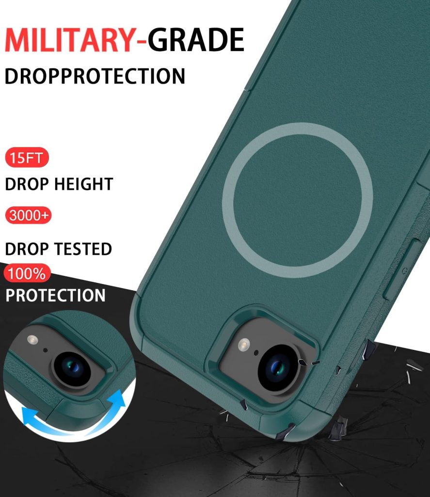 Diverbox for iPhone 16e Case (Shockproof) (Dropproof) (with Screen Protector ) Heavy Duty Protection Phone Case Cover for Apple iPhone 16e 2025 6.1 inch (Dark Green)