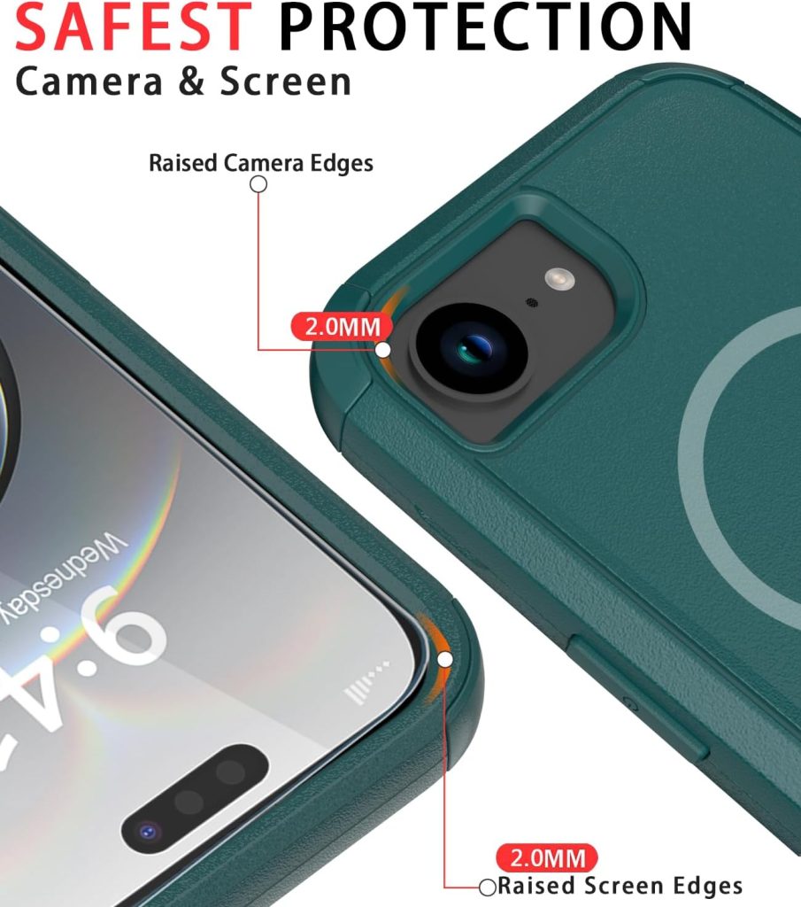 Diverbox for iPhone 16e Case (Shockproof) (Dropproof) (with Screen Protector ) Heavy Duty Protection Phone Case Cover for Apple iPhone 16e 2025 6.1 inch (Dark Green)