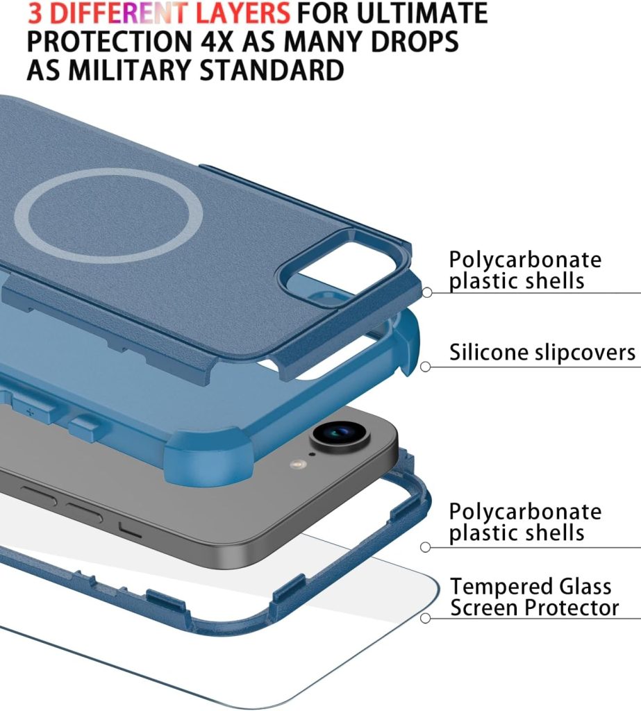 Diverbox for iPhone 16e Case & iPhone 17e Case (Shockproof) (Dropproof) (with Screen Protector ) Heavy Duty Protection Phone Cover (Blue)