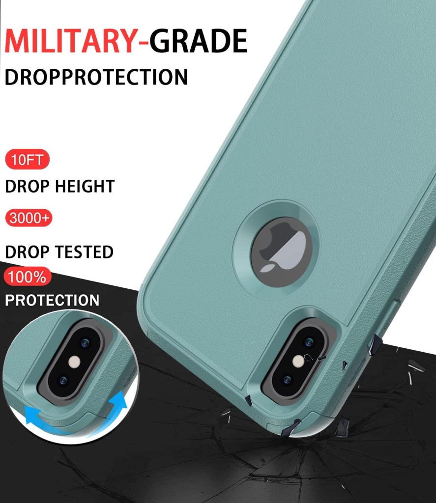 Diverbox for iPhone X Case/iPhone Xs Case (Shockproof) (Dropproof) (Tempered Glass Screen Protector ) Heavy Duty Protection Phone Case Cover for Apple iPhone X/XS (Pine Green)