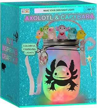 DIY STEM Capybara & Axolotl Nightlight Art Craft Kit for Kids, Axolotl Gift
