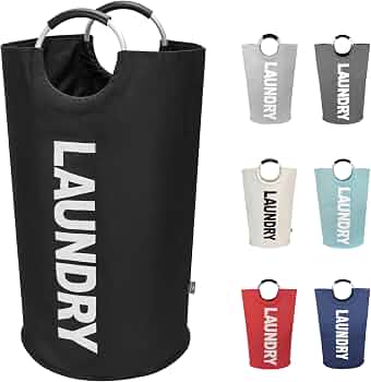 DOKEHOM 90L Large Laundry Basket Bag, Collapsible Tall Hamper, Black