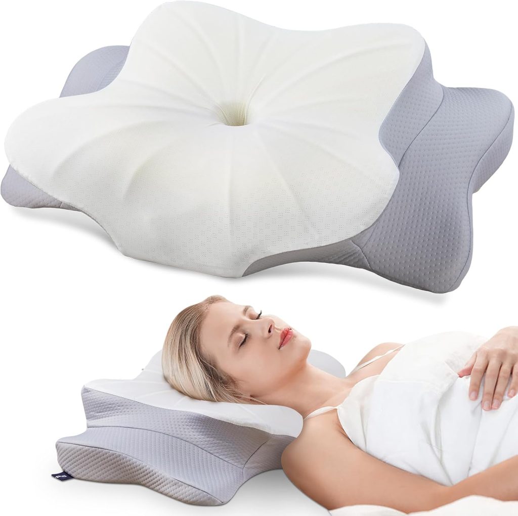 DONAMA Cervical Pillow for Neck and Shoulder Pain Relief, Cooling Contour Memory Foam Pillow, Dual-Height Ergonomic Neck Support Pillow for Side Back Stomach Sleepers with Removable Pillowcase
