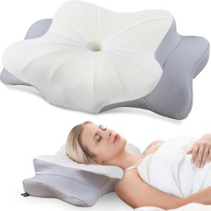 DONAMA Cervical Pillow for Neck and Shoulder Pain Relief, Cooling Contour Memory Foam Pillow, Dual-Height Ergonomic Neck Support Pillow for Side Back Stomach Sleepers with Removable Pillowcase