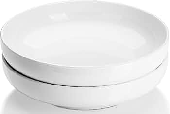 DOWAN Pasta Bowls, 65 oz Large Salad Bowls Set of 2, 10” Serving Bowls for Wedding, Ceramic Shallow Bowl Plates, Serving Dishes for Entertaining, Microwave Dishwasher Safe