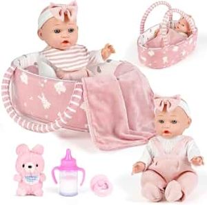Dreamon Baby Doll Set 12″ Baby Doll with Feeding & Caring Accessories, Pink
