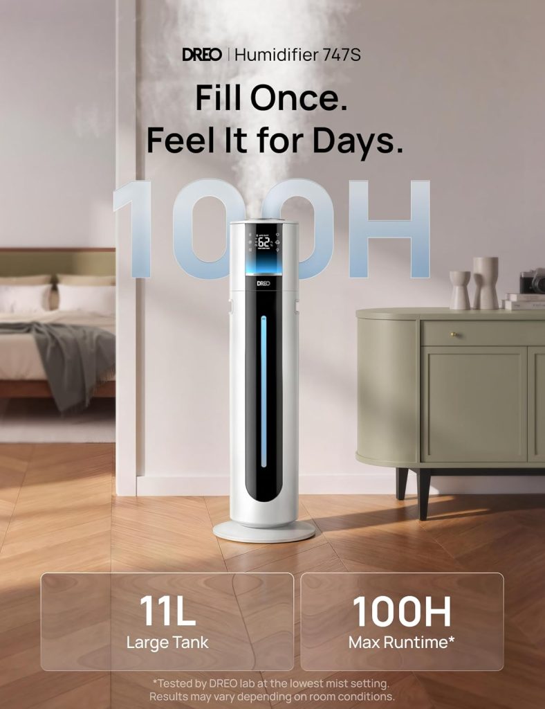 DREO 11L Smart Humidifier Large Room 700 ft², 100H Runtime, 21dB Quiet 747S